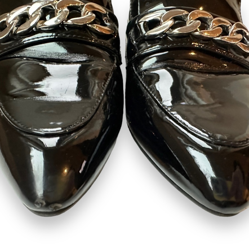 Marc Fisher Flecker Black Patent Chain Link Pointed Toe Loafers | 8.5 - Picture 15 of 16